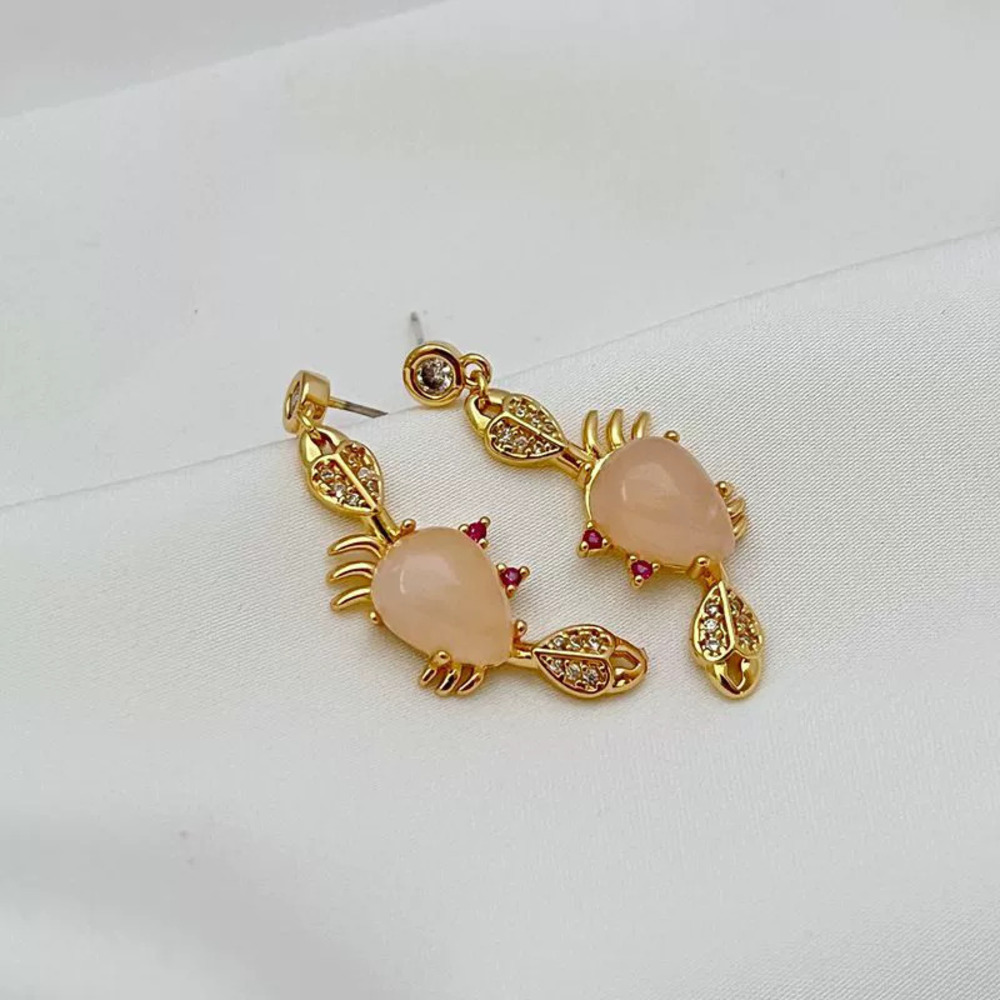 Kendra Scott Mini Crab Earrings with Zircon Rose Quartz